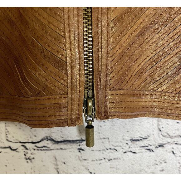 LEATHER Patchwork Stretch BAGATELLE Jacket Brown Women’s LADIES Size 6 *Video* - Picture 3 of 6